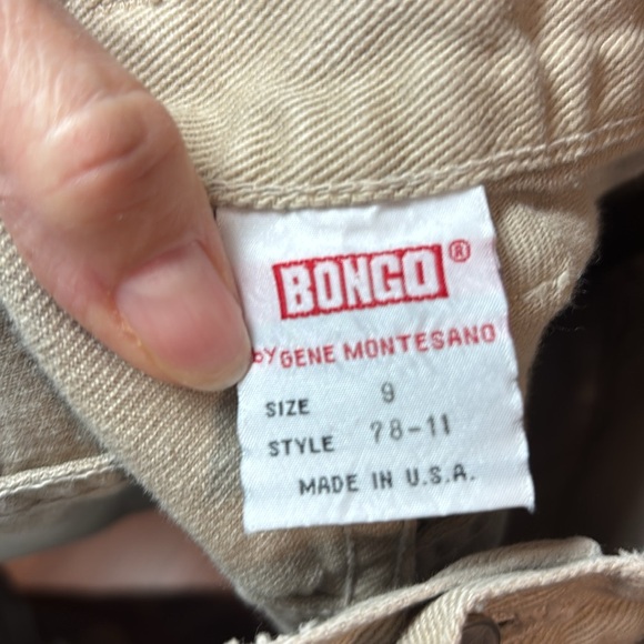 Bongo 90s High Rise Tan Jean Shorts, khaki denim, 9 - Picture 6 of 10